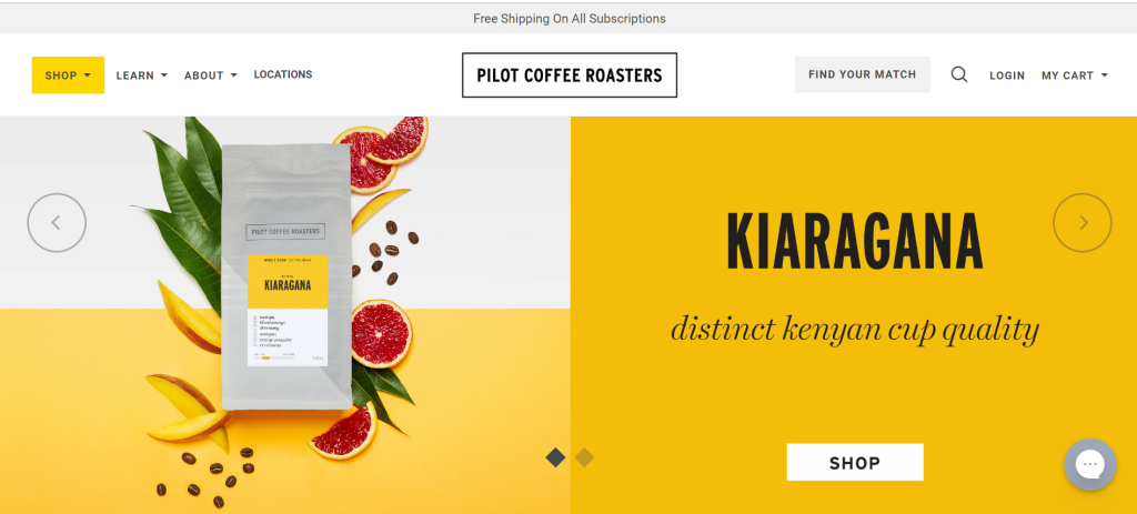 Coffee ecommerce web design