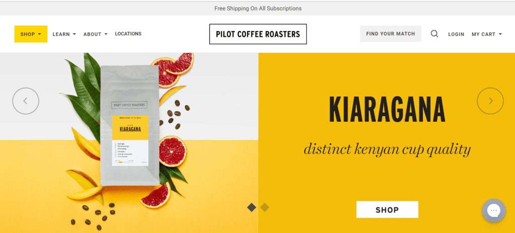 Coffee Ecommerce web design