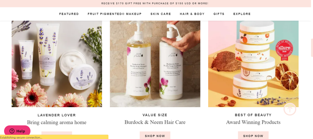 Pure beauty ecommerce web design