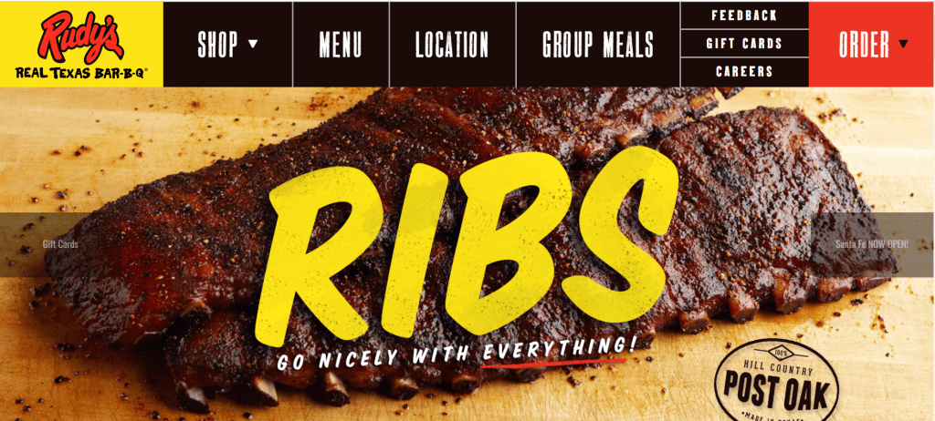 Rudy's Bar Ecommerce web design