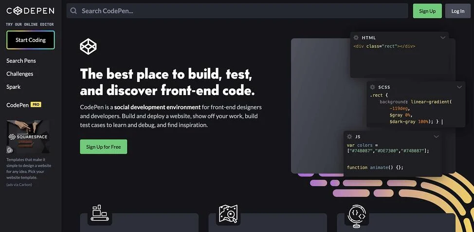 Web development tools codepen