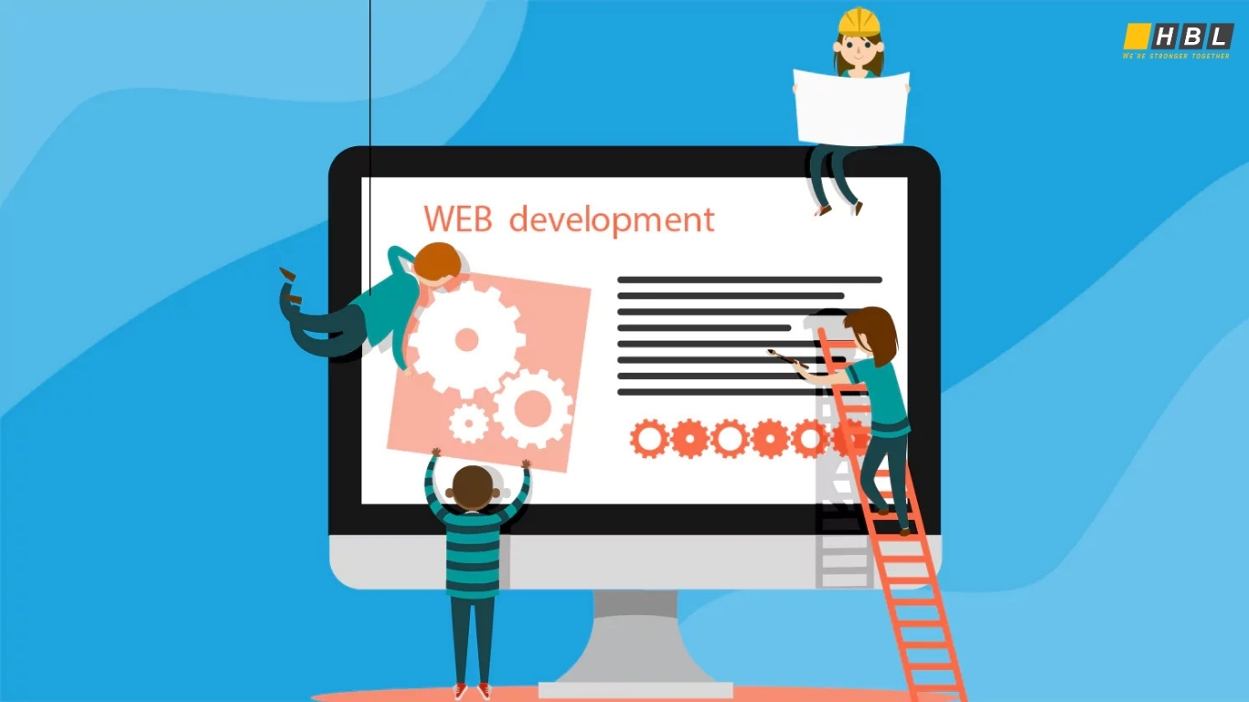 illustration of web development team