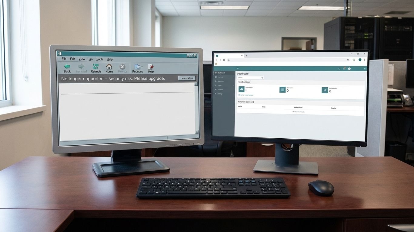 Diagram showing legacy system evolving stepwise into modern cloud‑native architecture