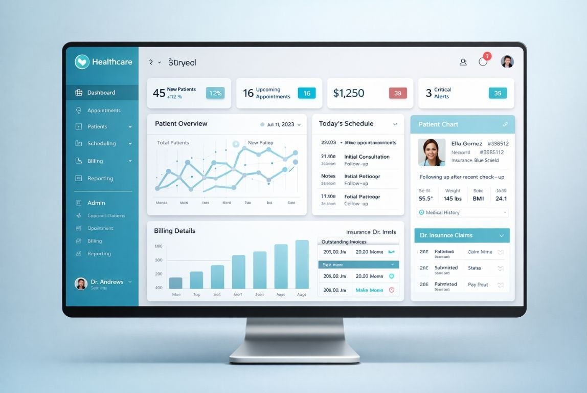 software dashboard screenshot showing the actual product interface for a specialized vertical (dental, legal, or healthcare)