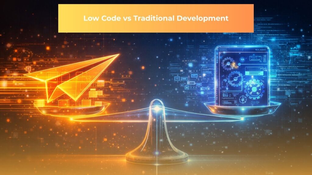 An illustration representing the comparison and balance between speed and custom control.