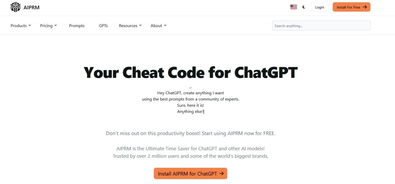 Cropped image of AIPRM Website