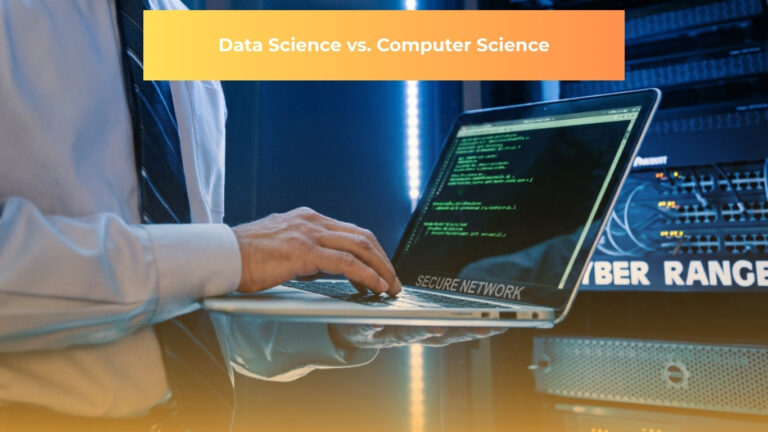 working on laptop in data center.