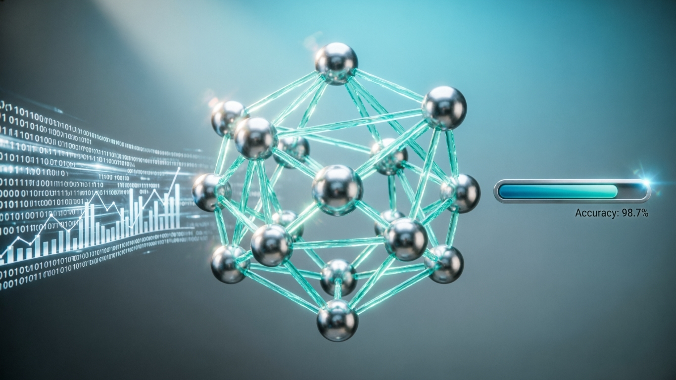 a glowing web of interconnected metallic nodes and lines