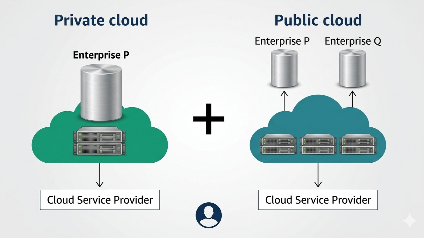 Private versus public cloud deployment diagram