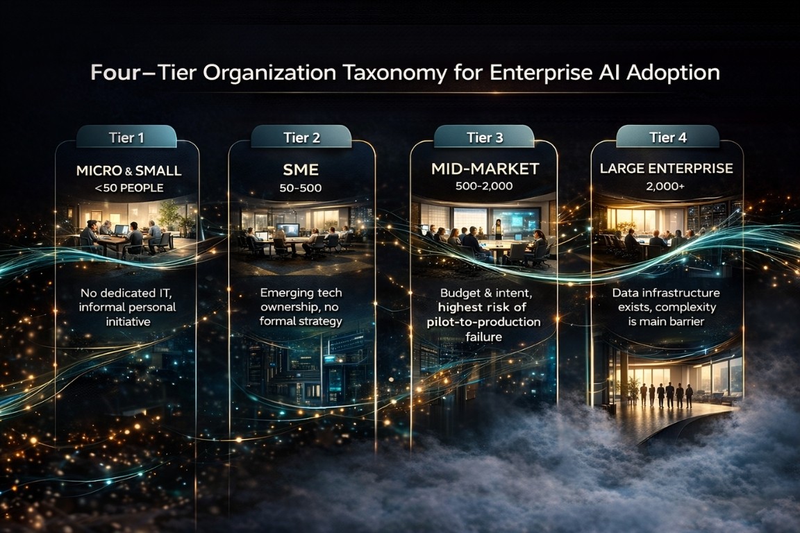AI Enterprise Solutions Failure: Why Organizations Invest More and Get Less 6 Four-Tier Organization Taxonomy for Enterprise AI Adoption