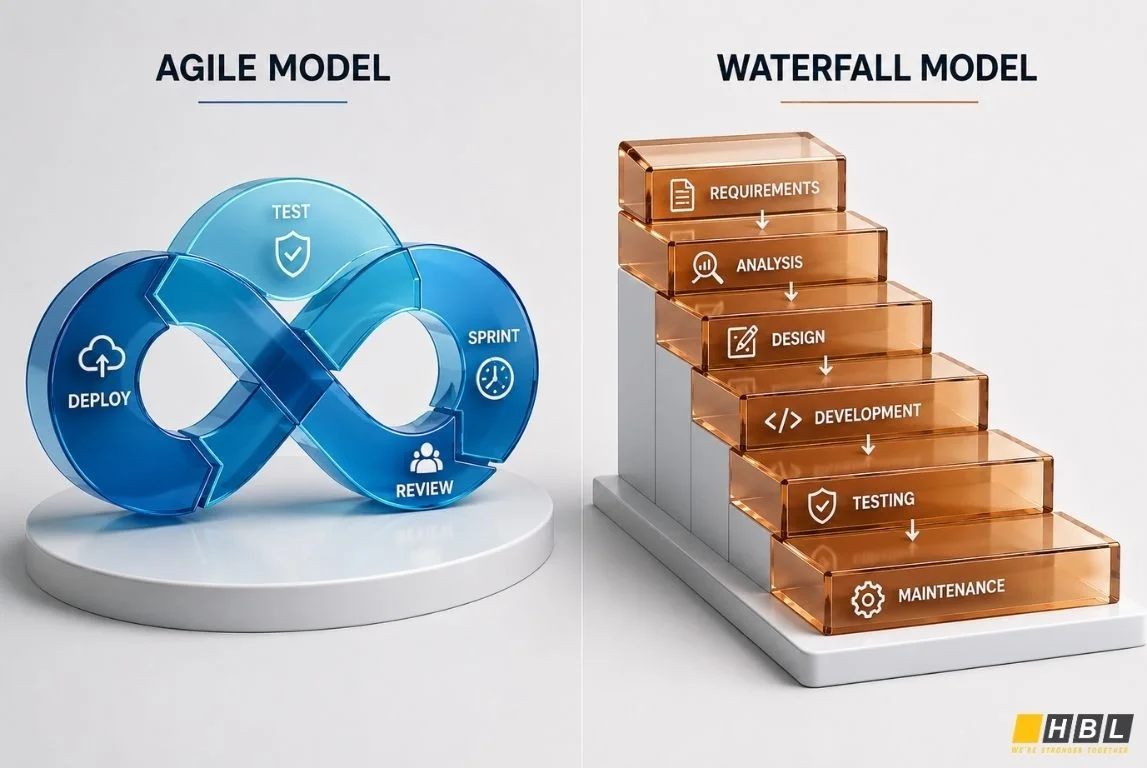 SDLC에서의 AI 도입을 6단계별로 실행하는 방법 6 Agile-Waterfall-Model